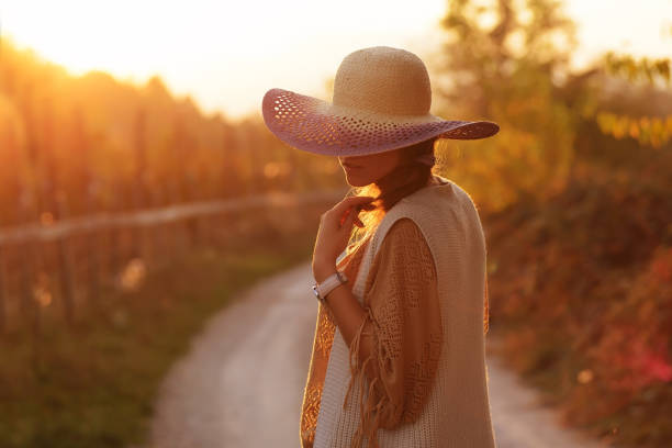 istock Woman on the contry side road 865760544