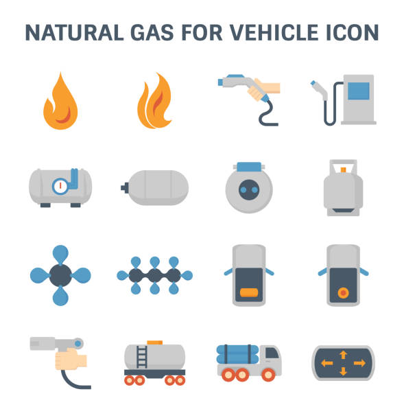 natural gas icon Tank and transportation icon of natural gas vehicle and  liquefied petroleum gas. lng liquid natural gas stock illustrations