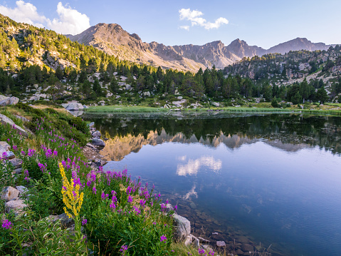 Estany Primer lake in Andorra, Pyrenees Mountains.