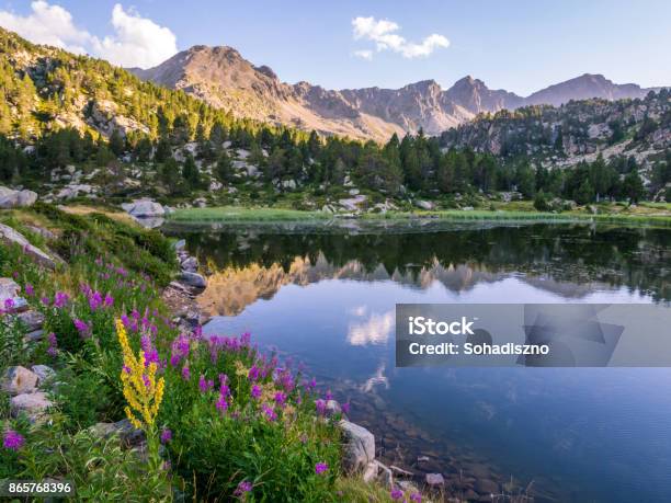 Estany Primer Lake In Andorra Pyrenees Mountains Stock Photo - Download Image Now - Andorra, Pyrenees, Lake