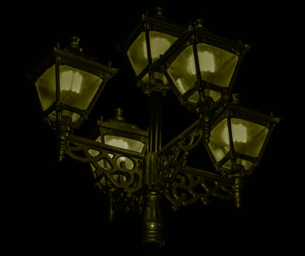istock Yellow-golden light. Night Lamp in Medieval Style 865771342