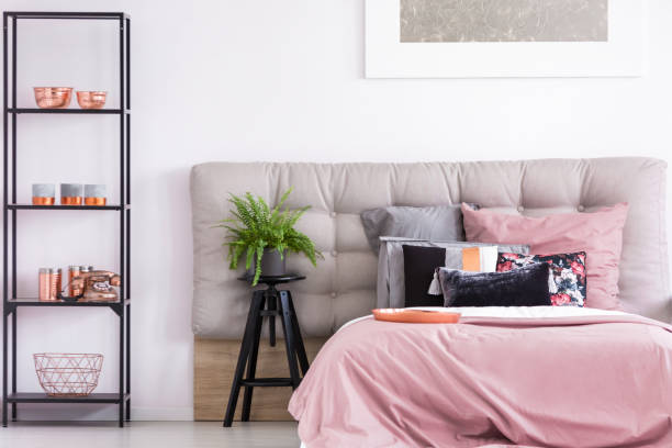 istock Bedroom with black metal rack 865771812