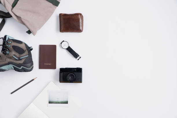 istock Flat lay of Traveler's accessories and copy space 865780282