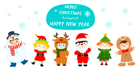 Ilustración de Vector De Dibujos Animados De Niños Lindos Vestidos Con  Trajes De Navidad y más Vectores Libres de Derechos de Alegría - iStock