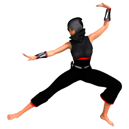 3D digital render of a ninja isolated on white background