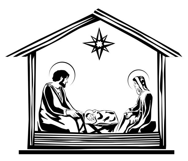 Christmas Nativity Scene Christmas Nativity Scene vector eps 10 nativety stock illustrations