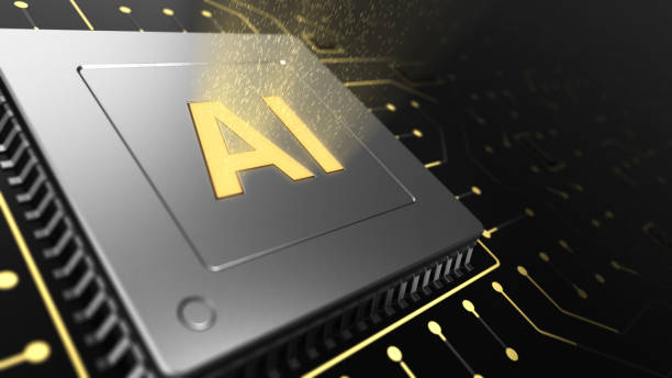 istock 3d render of computer chip over circuit background with AI sign. 865797394