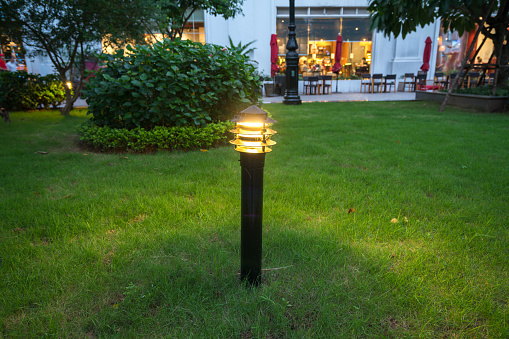 Garden glowing decoration light in the park at night