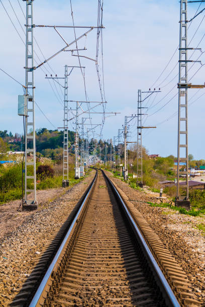 istock Railroad going into distance in sunny day 865804086