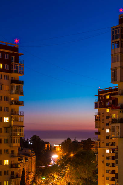 istock Aerial view of Sochi at twilight, Russia 865804670