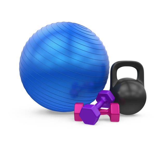 istock Fitness Ball, Dumbbells and Kettlebell Isolated 865807888