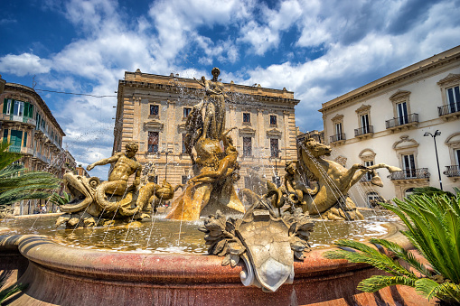 Fountain of Diana in Piazza Archimede, Siracusa, Sicily, Italy