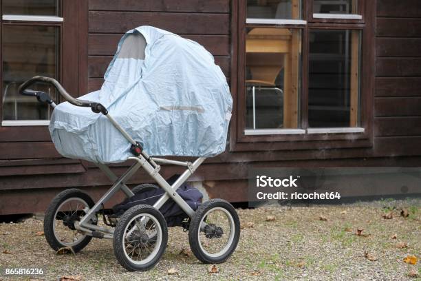 Baby Taking A Typical Nap Outside In A Landau In Scandinavia Denmark Stock Photo - Download Image Now