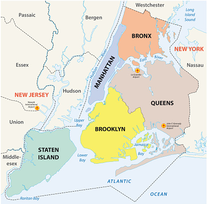 New york city, 5 boroughs vector map