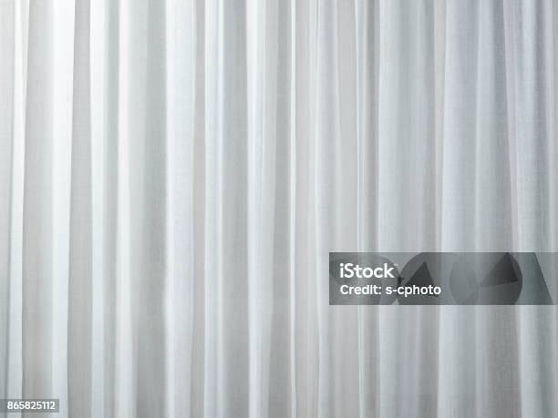 White Curtain Stock Photo - Download Image Now - Curtain, White Color, Translucent