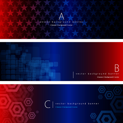 Vector of blue and red color pattern background banner set. EPS Ai 10 file format.