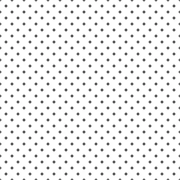 Vector illustration of Cross pattern seamless black on white background.