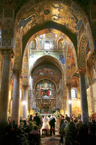 Wedding in Martorana Church in Palermo, Sicily, Italy stock photo