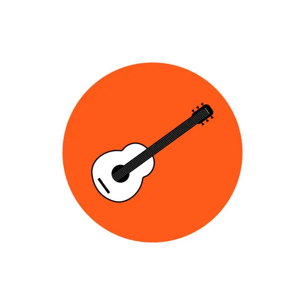 Vector illustration of Classic guitar round icon vector illustration