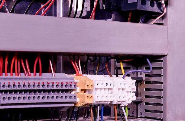 istock Terminal block. Industrial power case. Close-up. 865839590