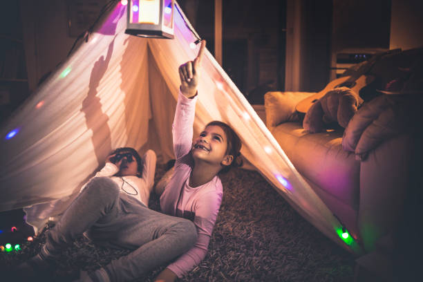 istock Camping in our living room 865840314