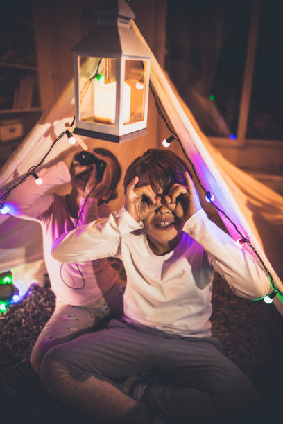 istock Camping in our living room 865840418