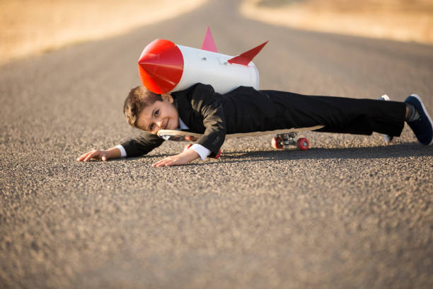 istock Skateboarding business man 865847168