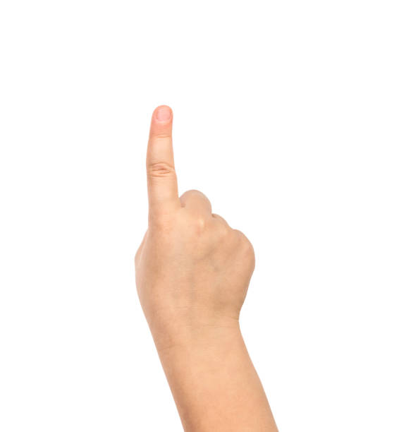 istock The child's hand shows the number one. Isolated on white. 865848440