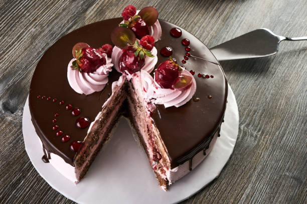 istock Top view of berry fruit cake 865855174