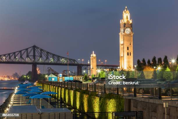 Montreal Clock Tower At Night Stock Photo - Download Image Now - Montréal, Canada, Famous Place