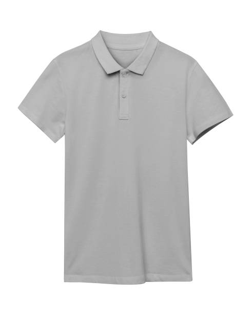 istock Gray polo shirt isolated on white 865861100