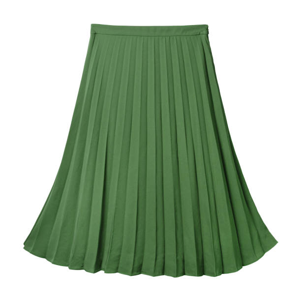istock Green pleated midi skirt isolated on white 865861444