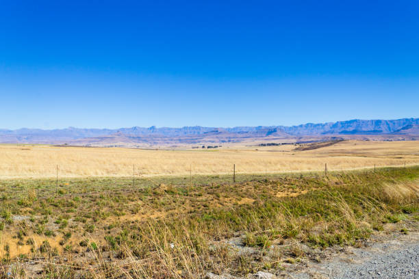 Landscape from South Africa along the road to Dragon's mountains. Drakensberg panorama.