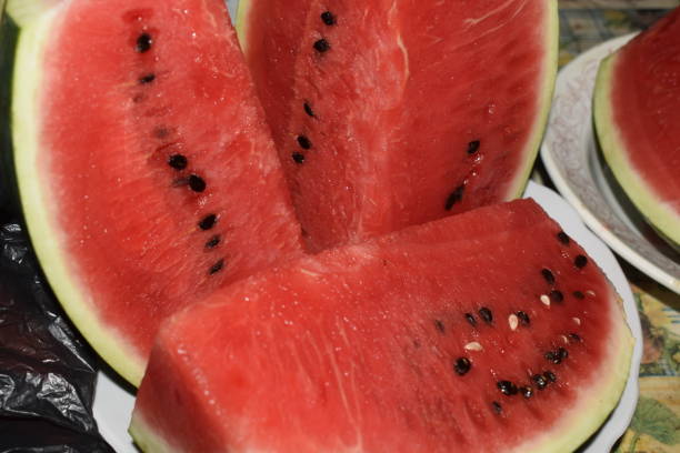 istock Ripe red watermelon cut into pieces. 865863634