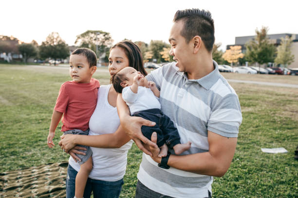 istock Family with three kids having fun 865871986