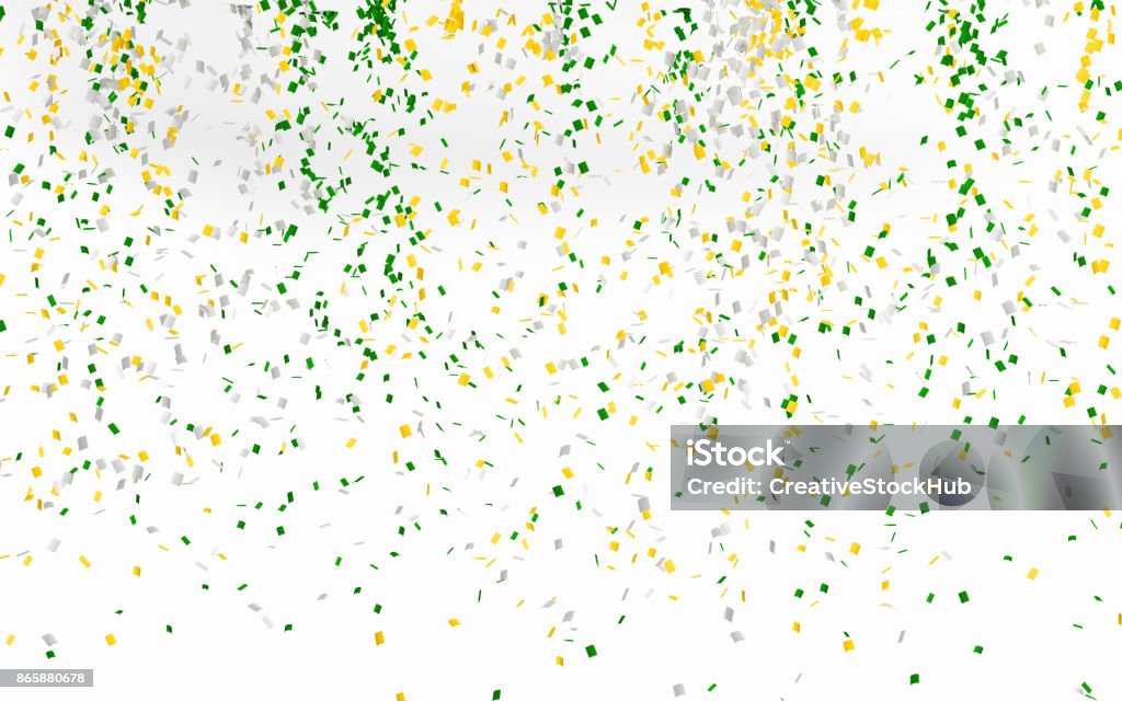 Colorful Confetti Falling On White Colourful confetti falling on white background. With Clipping path. Confetti Stock Photo