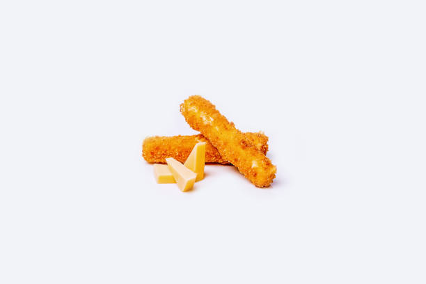 Fried Cheese nuggets on white background. Fried mozzarella cheese sticks on white background