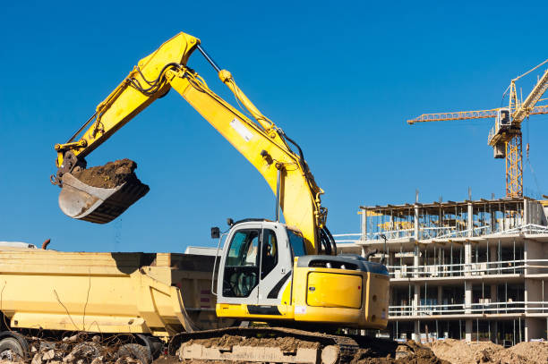 istock Construction Site with Earth Mover, Dump Truck and Cranes 865893542