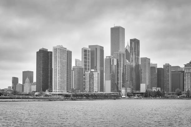 istock Black and white picture of Chicago waterfront. 865899600