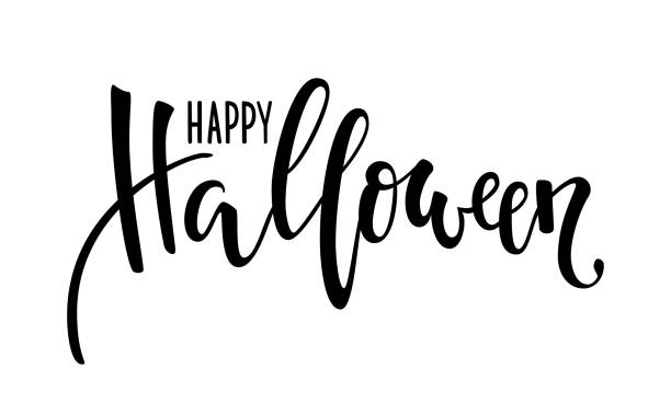 Happy halloween. Hand drawn creative calligraphy and brush pen lettering. design for holiday greeting card and invitation, flyers, posters, banner halloween holiday. vector art illustration
