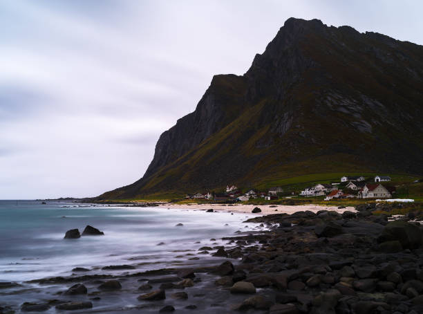 istock Horizontal overcated northern Norway town background backdrop 865924742
