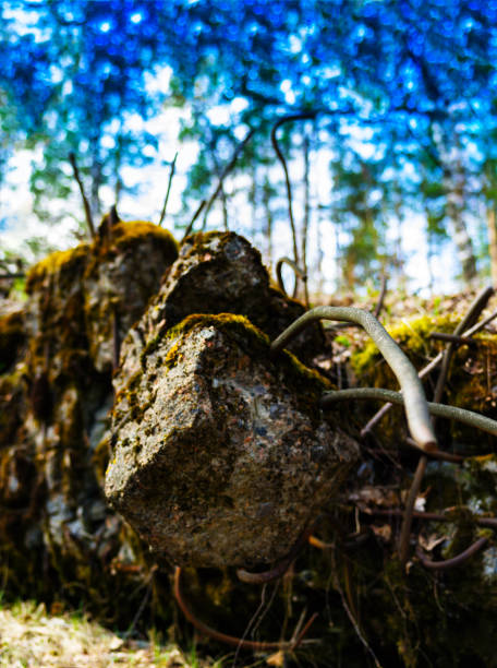 istock Vertical vivid after bombing concrete armature bokeh background 865924964