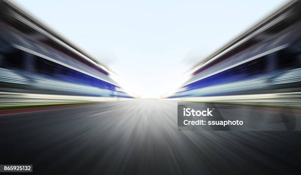 Motion Blure Background With Road Stock Photo - Download Image Now - Sports Race, Sports Track, Auto Racing