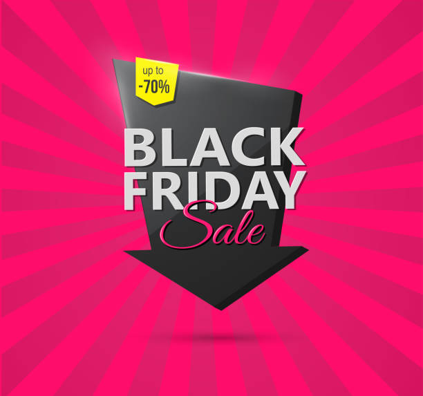 black friday discounts label template vector art illustration