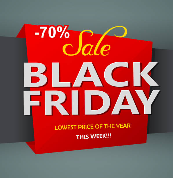 black friday discounts label template vector art illustration