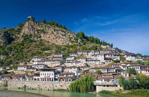 old houses in historic landmark berat balkan town albania