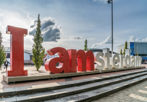 Amsterdam, September 17th 2017:  iAmsterdam sign in front of the RAI Congres and exhibition center during the IBC (International Broadcast Convention)