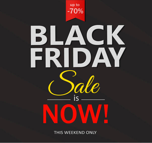 black friday discounts label template vector art illustration