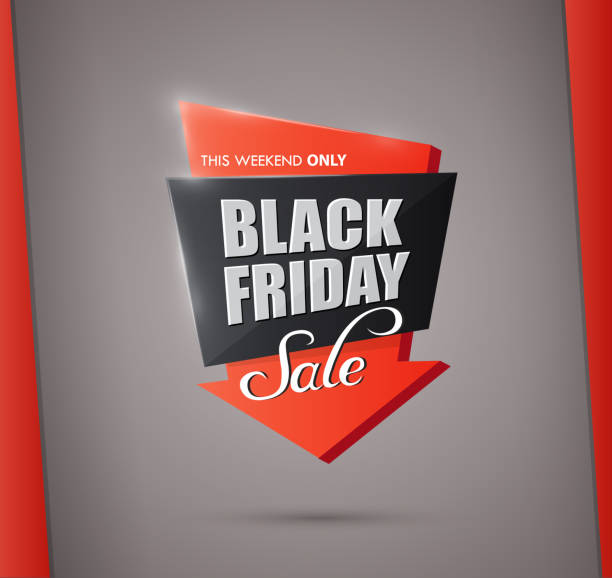 black friday discounts label template vector art illustration