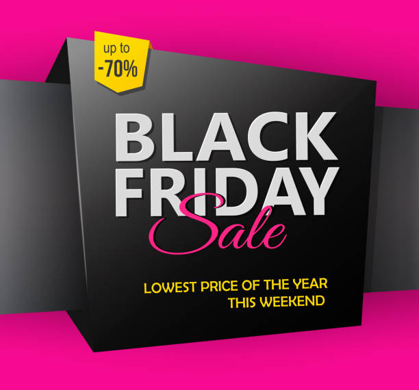 black friday discounts label template vector art illustration